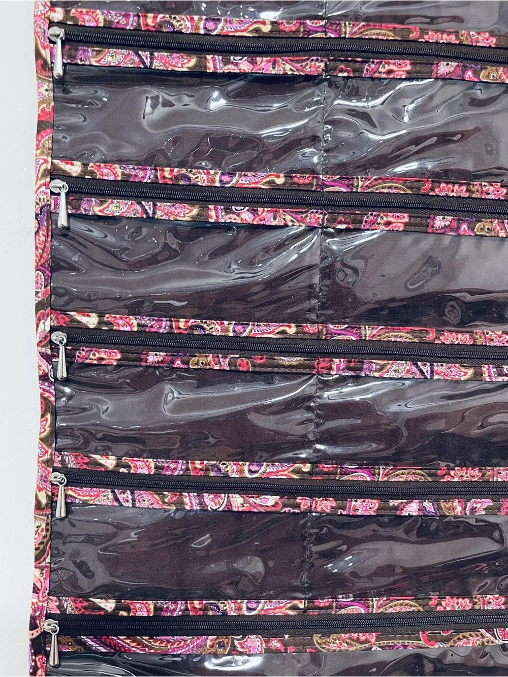 Raymond Waites Hanging Jewelry Organizer Paisley Double Sided Zippered Pockets